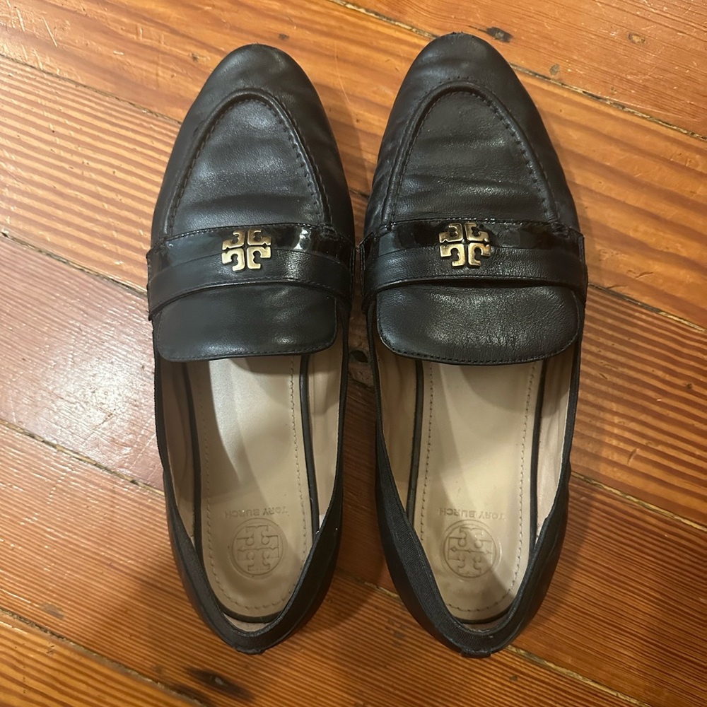 Black Leather Tory Burch Loafers